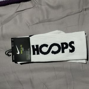 Nike Elite Crew- Basketball Socks-White/ Black Hoops Logo.